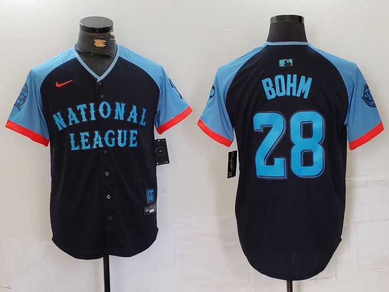 Mens Philadelphia Phillies #28 Alec Bohm Navy 2024 All Star Limited Stitched Jersey